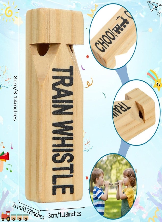 Soulchen 20 Pcs Wooden Train Whistles Kids Bulk Wood Train Slide Whistle Toys for Trains Party Favors Birthday Decorations Game Noisemakers Goodie Bag Filler Small Game Prizes Stocking Stuffers - Image 2